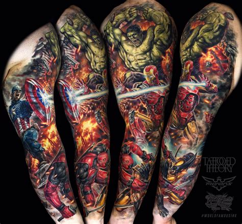 marvel sleeve tattoo|More.